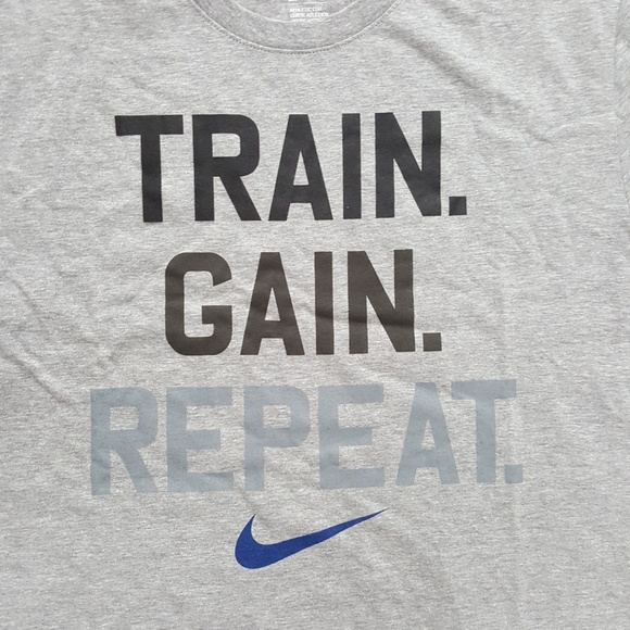 Nike Train Gain Repeat Heather Gray T-Shirt Men L - Picture 2 of 4